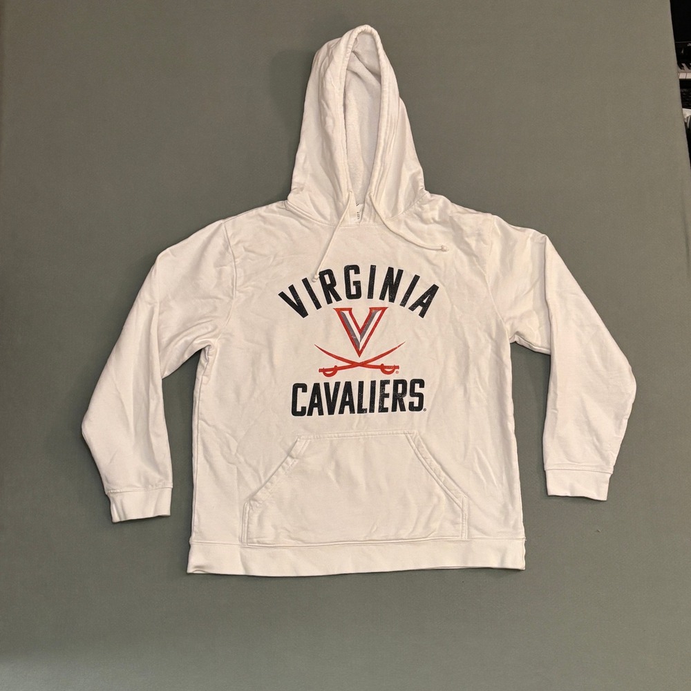 Virginia‎ Cavaliers Mens Delta Fleece Hoodie White Large NCAA College Sweatshirt